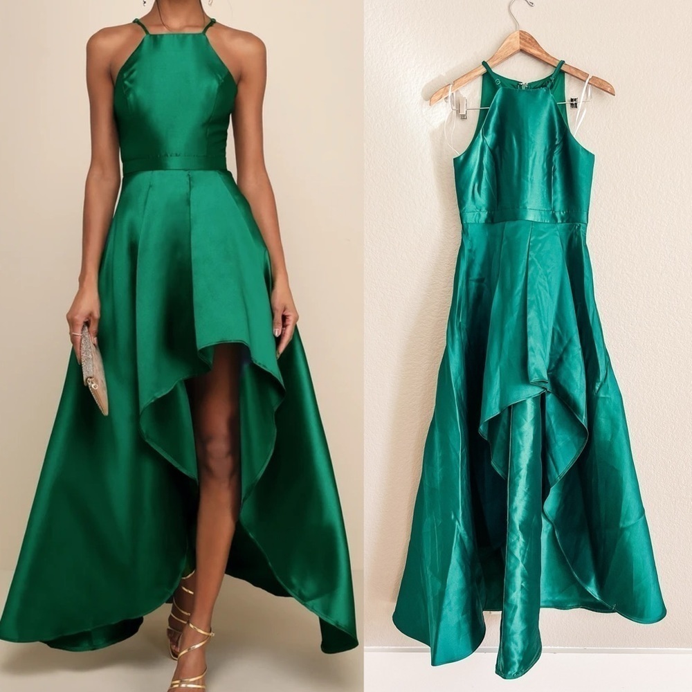 NWOT Broadway Show Emerald Green High-Low Maxi Dress